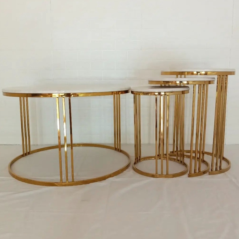 میز عسلی و جلو مبلی فلزی مدل سه خط گرد کمجا (ارسال با باربری ، به صورت پس کرایه)