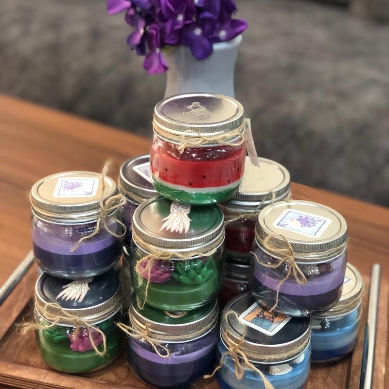 شمع بانکه شیشه ای در رنگ های مختلف در طرح های متنوع