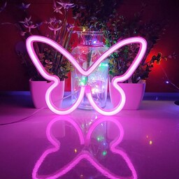 چراغ دیواری مدل تابلو نئون فلکسی نیونی طرح پروانه butterfly تابلو سازی رضا