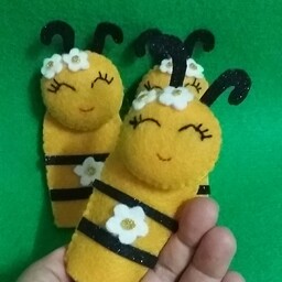 عروسک انگشتی نمایشی، زنبور  ، از ترکیب نمد و فوم اکلیلی ساخته شده، نمدکده حافظ،
