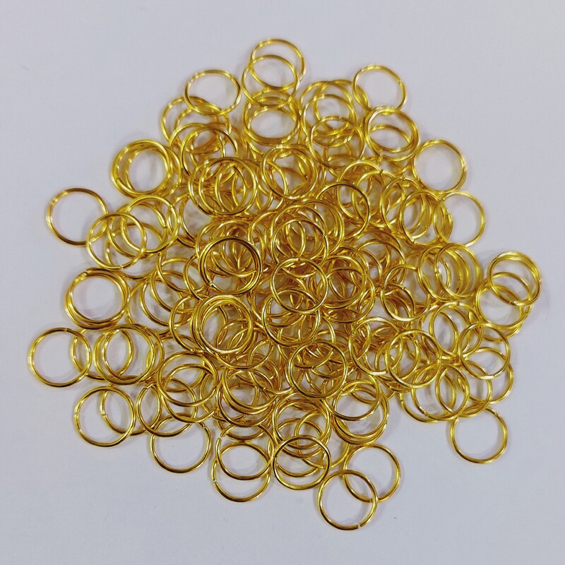 حلقه اتصال طلایی قطر 10 میلیمتر (بسته 50 عددی)حلقه اتصال فلزی غیر رنگ ثابت