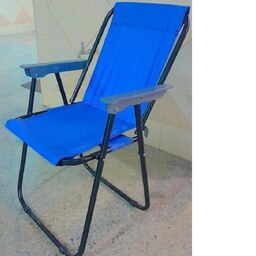 صندلی مسافرتی تاشو 7 فنره کمپینگ دارای 3 فوم دسته بسیار مقاوم رنگ آبی کاربنی
