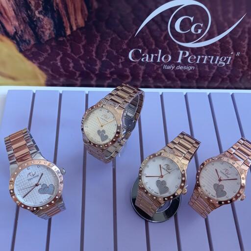 ساعت مچی کارلو پروجی Carlo Perrugi مدل CG2060 زنانه رنگ ثابت قلب نگین دار رزگلد دارای کارت گارانتی معتبر شرکتی ساعت عبدی