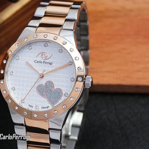 ساعت مچی کارلو پروجی Carlo Perrugi مدل CG2060 زنانه رنگ ثابت قلب نگین دار رزگلد دارای کارت گارانتی معتبر شرکتی ساعت عبدی
