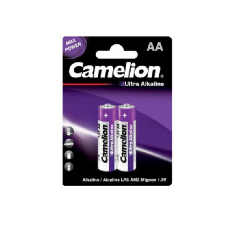 2 عدد باتری قلمی اولترا آلکالاین کملیون کارتی Camelion Ultra alkaline با 9 برابر ظرفیت بیشتر - باطری