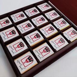  باکس هدیه  با  48 عدد شکلات کاکائو با طراحی و چاپ  رایگان (عکس و ایده مشتری) 