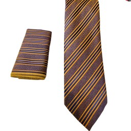 کراوات مردانه طرح دار کد 16 همراه با دستمال جیب ارسال رایگان