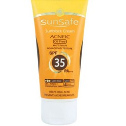 کرم ضد آفتاب و آنتی آکنه رنگی سان سیف مدل SPF35 مناسب پوست های چرب حجم 50 میلی لیتر