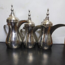 دله قهوه عربی پاکستانی اصلی استیل یک تیکه ست 3عددی (قهوه الدیوان)