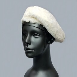 کلاه فرانسوی برت خزدار لطیف سفید کد 1824