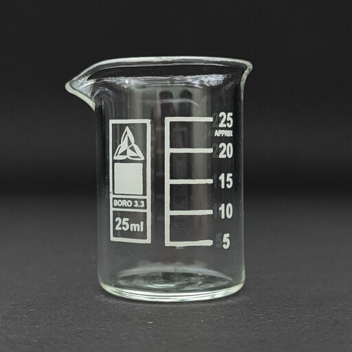 بشر آزمایشگاهی شیشه ای پیرکس 25 میلی لیتری (سی سی)