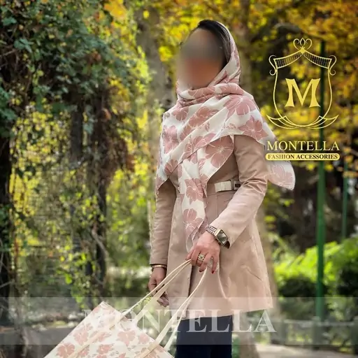 ست کیف و روسری و شال زنانه طرح گلدار رنگ کرم کیفیت عالی طرح جدید و زیبا mo627