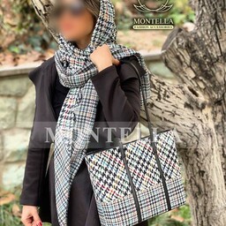 ست کیف و روسری زنانه طرحدار  رنگ مشکی فروش مستقیم از تولیدی ارسال رایگان mo609