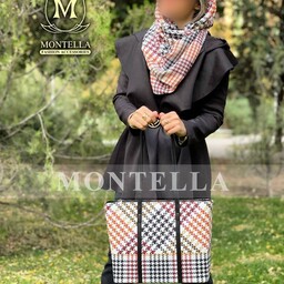 ست کیف و روسری و شال زنانه رنگ کرم با کیف بزرگ و روسری نخی فروش مستقیم از تولیدی  mo611