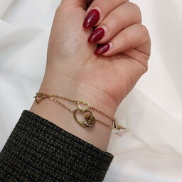 دستبند دولاین دستبند زنانه دستبند دخترانه دستبند استیل دستبند رنگ ثابت و ضدحساسیت دستبند قلب 