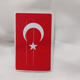کد14 برچسب کارت اعتباری کارت بانکی طرح پرچم ترکیه رنگ قرمز طرح ماه و ستاره برچسب کارت عابر برچسب عابر بانک کارت مترو