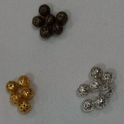 گوی بین مهره فلزی در سه رنگ طلائی و برنزی و نقره ای (فروش بصورت بسته 15)