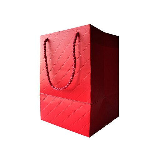 ساک دستی  ترمه مدل اسکوار طرح بافت لوزی  قرمز فروشگاه اینترنتی 22-22 بسته 12 عددی