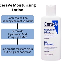 لوسیون مرطوب کننده صورت و بدن سراوی مدل Cerave Moisturizing Lotion Dry to Very Dry Skin 88ml

