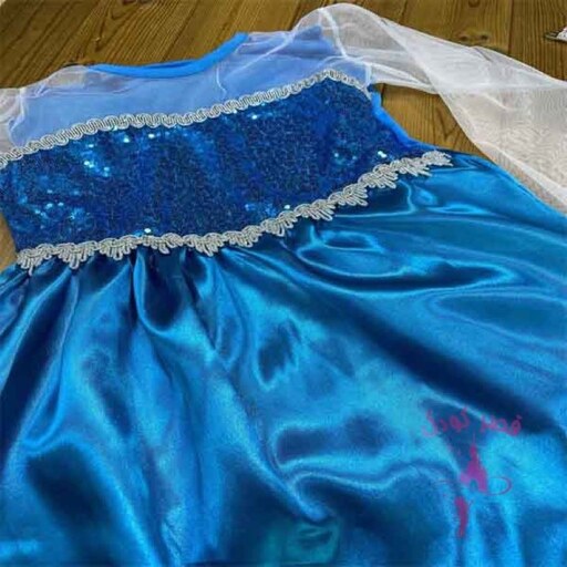 لباس پرنسس السا بچگانه به همراه اکسسوری دارای سرهمی تاج و تل