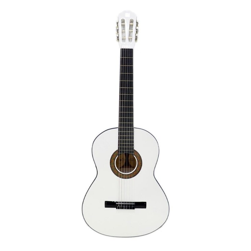 گیتار کلاسیک دیاموند رنگ سفید همراه با سافت کیس ضدضربه و پیک(مضراب گیتار) و ارسال رایگان