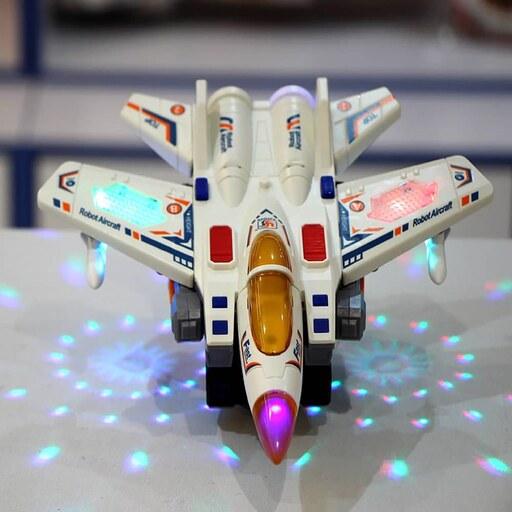اسباب بازی موزیکال هواپیما جنگنده تبدیل شونده چراغ دار اورجینال