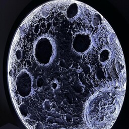 تابلو ماه کامل قطر 80 همراه نور پردازی و آداپتور روی بیس چوبی 