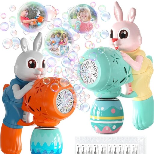 ماشین حباب ساز  برای کودکان Bubble Guns .10عدد محلول حباب دمنده اتوماتیک با 2 دسته بازی بار آمازون 