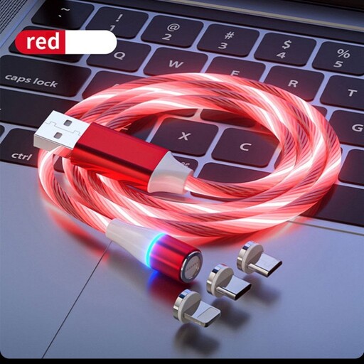 کابل شارژ مغناطیسی USB بهMicroUSM  USBC  لایتنینگ مدل 13 LED طول 1 متر