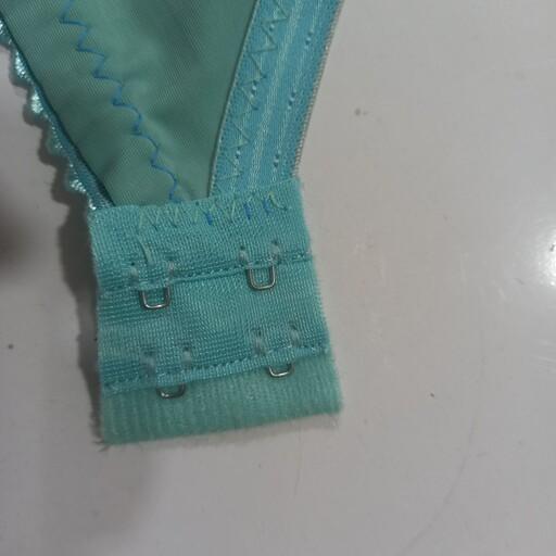 سوتین زنانه زیربافت آستر دار طرح گلدار  رنگ آبی صابونی (فروش عمده و تکی)