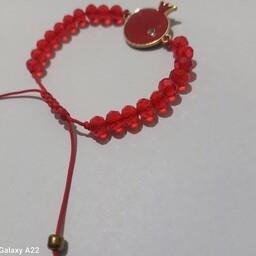 دستبند دخترانه کریستال قرمز  با انار یلدا 