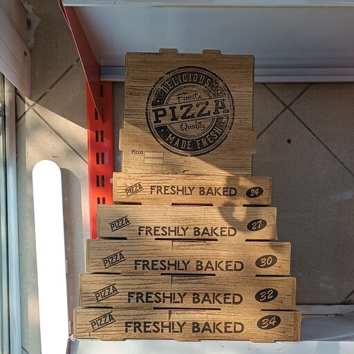 جعبه پیتزا 24 سانت طرح چوب بسته 1000 عددی 