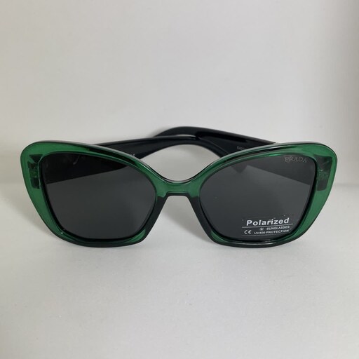 عینک آفتابی زنانه سبز- برند پرادا-پلاریزه و UV400 - همراه با جلد عینک و دستمال مخصوص