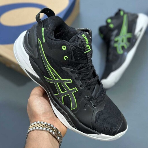 کفش والیبال اسیکس مدل Asics Gel Burst 26 مشکی سبز