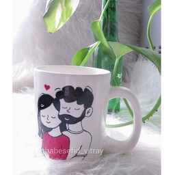 ماگ سرامیکی نقاشی ویترای طرح زوج عاشق