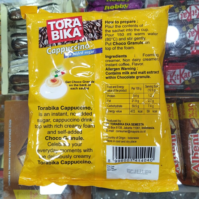کاپوچینو رژیمی بدون شکر تروبیکا اصلی ساخت اندونزی (20 عدد 12.5 گرمی) 