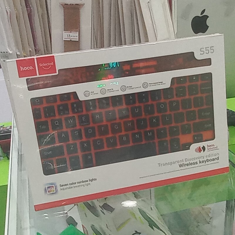 کیبرد  بلوتوثی Wireless keyboard برند hoco با بک لایت ،RGB  بسیار با کیفیت و شکیل قابل استفاده برای گوشی و کامپیوتر