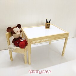 میز و  یک صندلی کودک طرح آیکیا ( سایز کوچک، مناسب برای 3 تا 7 سال)، هزینه ارسال پس کرایه