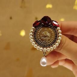 سنجاق سینه (گلسینه) جواهردوزی  سکه قدیمی