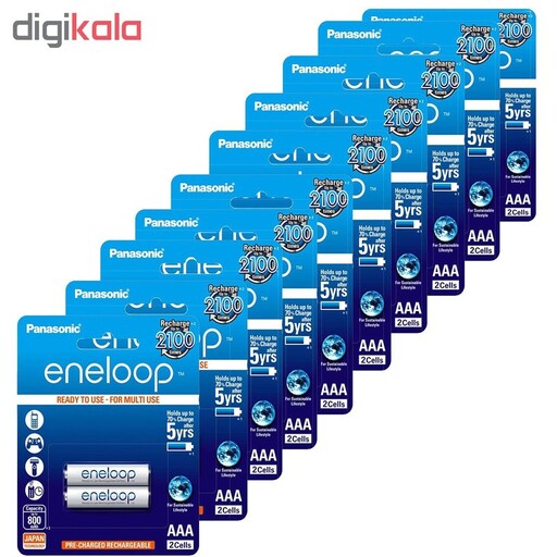 باتری نیم قلمی قابل شارژ پاناسونیک مدل eneloop بسته 20 عددی