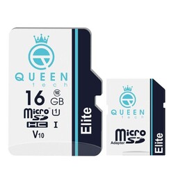 کارت حافظه Micro SDHC کوئین تک مدل Elite V10-433X کلاس 10 استاندارد UHS-l U1 سرعت 65mbps ظرفیت 16 گیگابایت به همراه آداپ