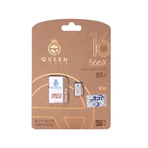 کارت حافظه Micro SD HC کوئین تک مدل 566x کلاس 10 استاندارد UHS-l U3 سرعت 85MBps ظرفیت 16 گیگابایت به همراه آداپتور SD