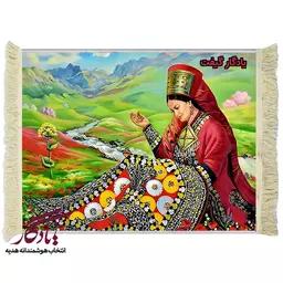 تابلو فرش ایرانی دختر گلیم باف کد i05 - 150*220