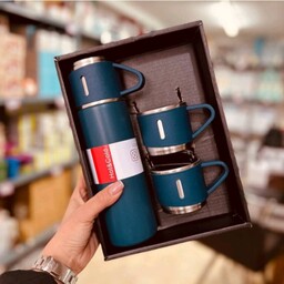 فلاسک مدل کادویی VACUUM FLASK SET گنجایش 0.5 لیتر به همراه 3 لیوان