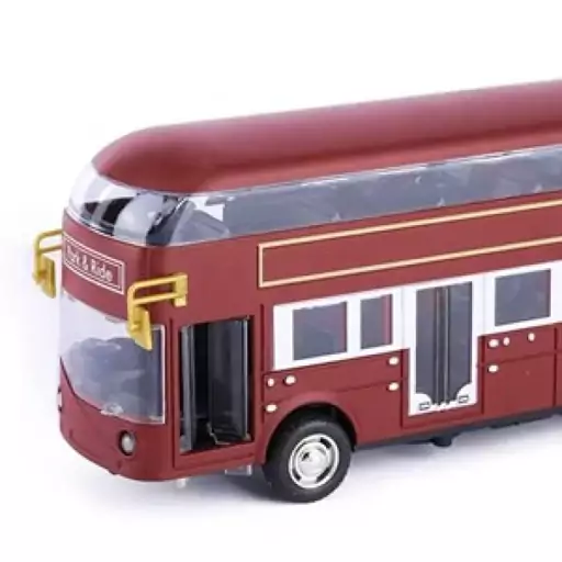 اسباب بازی ماشین فلزی اتوبوس دو طبقه لوکس چراغدار و موزیکال مدل Double-Decker Bus Model