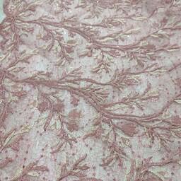 پارچه گیپور قواره تکی صورتی بسیار زیبا 