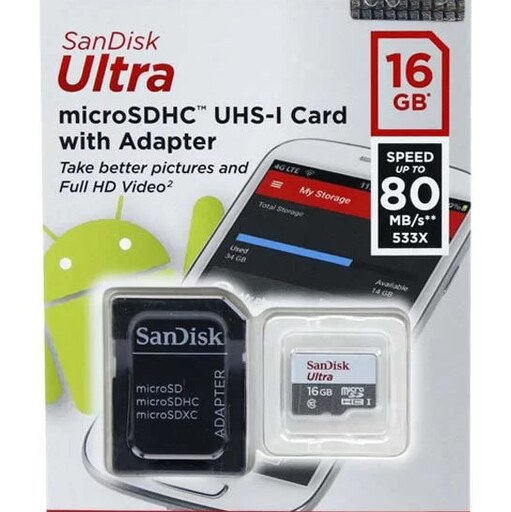 کارت حافظه سندیسک مدل SanDisk 16GB Ultra SDHC UHS-I 80MB