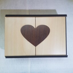 باکس چوبی هدیه، ویژه هدیه روز ولنتاین، از جنس ورق سه میل ام دی افی، در ابعاد 16 در 11 در 6 سانتی متر