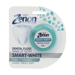 نخ  دندان زنون سفید کننده 50 متری اسمارت وایت Zenon مدل Smart-White کامان نخ دندون
