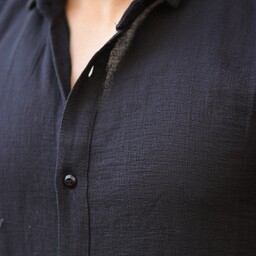 پیراهن کنفی مشکی آستین کوتاه بسیار شیک و با کیفیت از برند PAZZO 